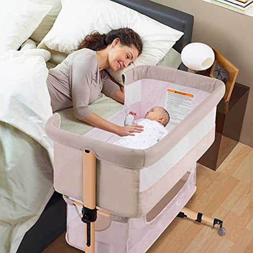 3 In 1 Baby Bassinet Bedside Crib Portable Co Sleeper For Infants Newborn Must Have Light Beige