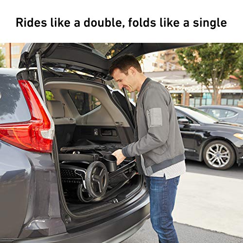 Double Stroller With Bench Seat And Standing Platform For Two Seats Compact Fold