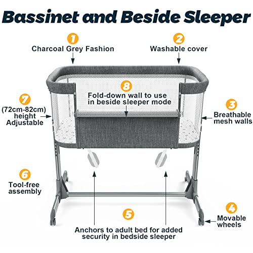 Portable Mesh Baby Bassinet With Wheels