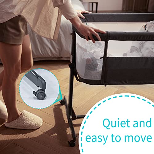 Portable Baby Bassinet Bedside Sleeper With Breathable Mesh Walls For Safe Co Sleeping