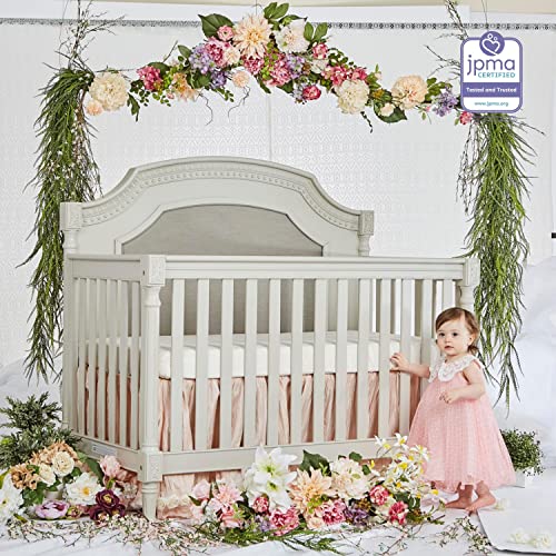 5 In 1 Convertible Crib In Antique Grey Mist Finish For Modern Nursery Durable Kiln Dried Hardwood Frame