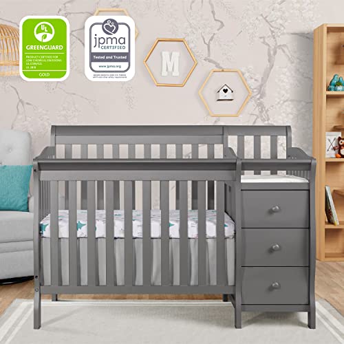 Mini Convertible Crib And Changer With 4 In 1 Convertibility In Storm Grey For Nursery Growth And Safe Sleep