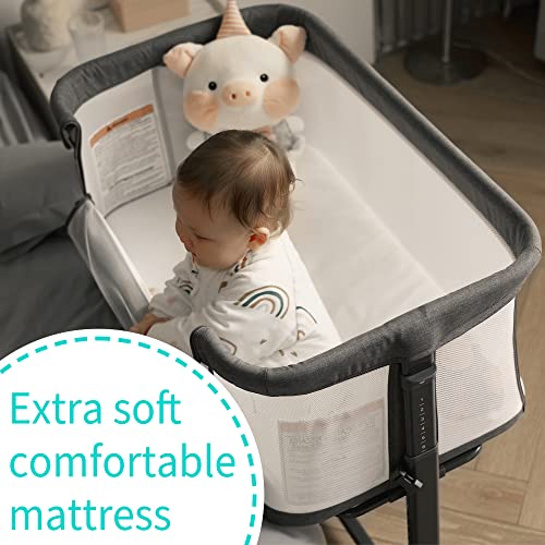 Portable Baby Bassinet Bedside Sleeper With Breathable Mesh Walls For Safe Co Sleeping