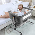 Three In One Bedside Crib For Baby Adjustable Portable Bassinet For Newborn Safe Sleep Grey