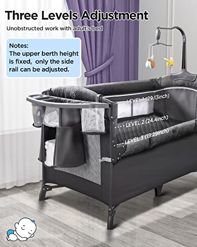 All In One Baby Bassinet Bedside Crib Pack And Play With Mattress Diaper Changer And Playard For Newborn To Toddler