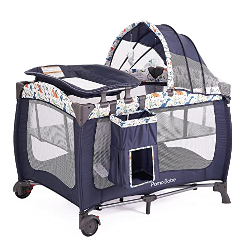 Portable Baby Nursery Center Play Yard With Wheels For Diaper Changing And Bassinet Sleep Space