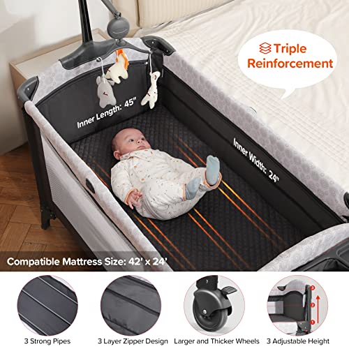 4 In 1 Baby Bassinet Bedside Crib With Diaper Changing Station And Pack And Play Mattress