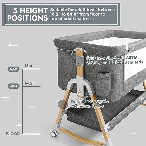 4 in 1 Baby Bassinet Bedside Sleeper Rocking Crib With Diaper Changing Table And Mosquito Net