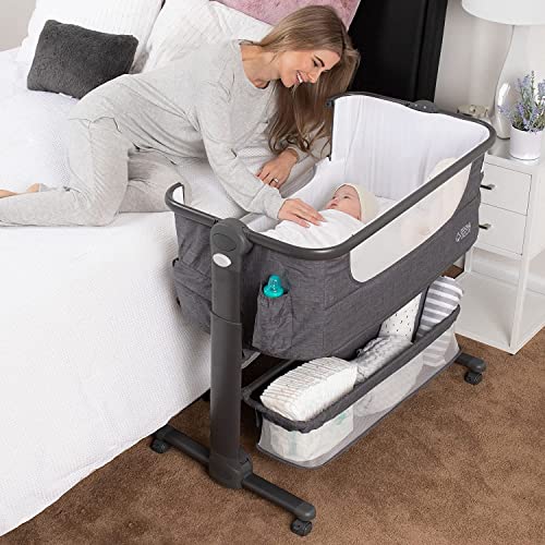 Portable Baby Bassinet Bedside Sleeper With Easy Fold Storage Basket Newborn Crib