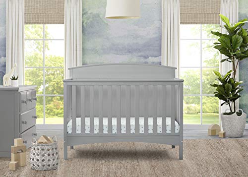 Solid Panel 4-in-1 Convertible Baby Crib With Greenguard Gold Certification In Grey
