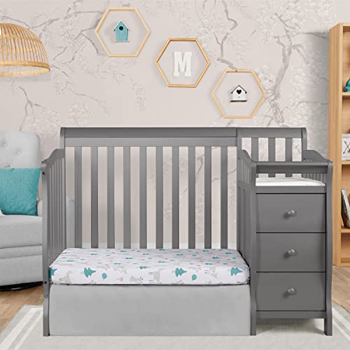 Mini Convertible Crib And Changer With 4 In 1 Convertibility In Storm Grey For Nursery Growth And Safe Sleep