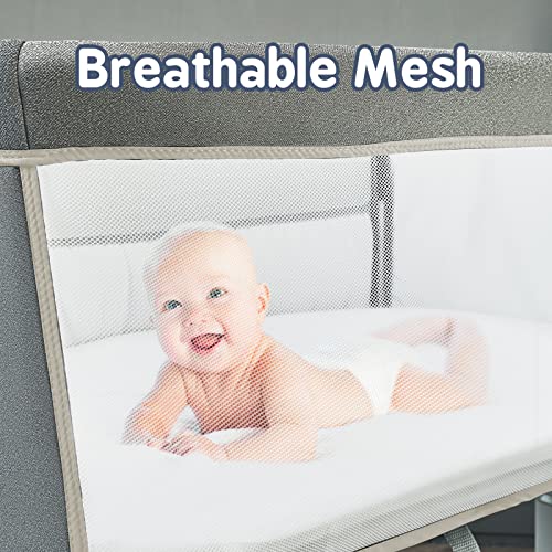 Adjustable Bedside Sleeper Bassinet For Baby With Breathable Mesh And Nine Height Adjustment