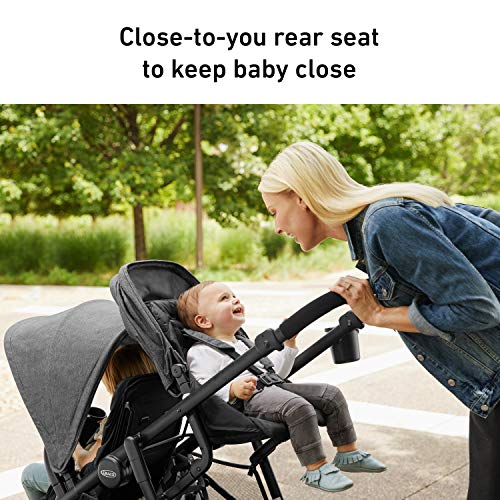 Double Stroller With Bench Seat And Standing Platform For Two Seats Compact Fold
