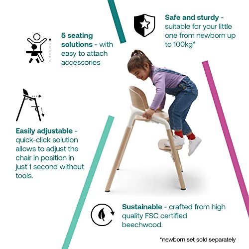 Wooden Baby High Chair With Quick Adjustable Seat And Easy Cleaning For Feeding And Nursery Use