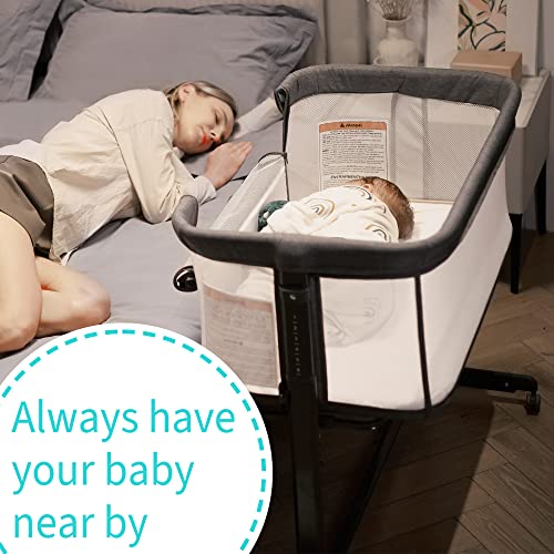 Portable Baby Bassinet Bedside Sleeper With Breathable Mesh Walls For Safe Co Sleeping