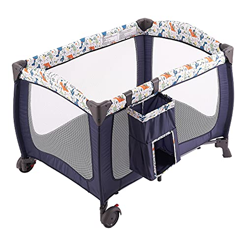 Portable Baby Nursery Center Play Yard With Wheels For Diaper Changing And Bassinet Sleep Space