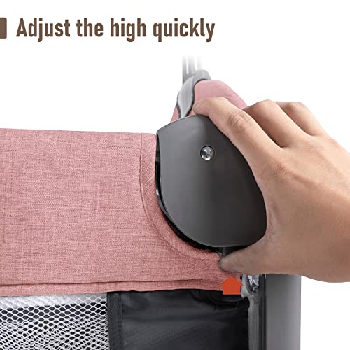 5 In 1 Baby Crib Bedside Sleeper Bassinet With Mattress Foldable Portable Travel Crib Pink