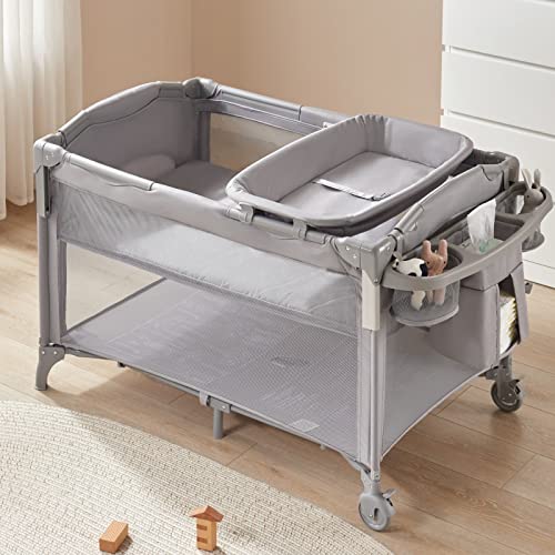4 In 1 Bedside Sleeper Crib Playard With Changing Table For Newborns Safe Sleep Comfort