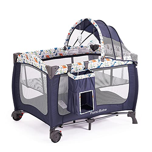 Portable Baby Nursery Center Play Yard With Wheels For Diaper Changing And Bassinet Sleep Space