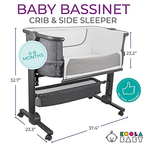 Portable Baby Bassinet Bedside Sleeper With Easy Fold Storage Basket Newborn Crib