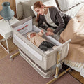 Baby Bassinet Bedside Sleeper With Comfy Mattress And Adjustable Height 360 Degree Swivel