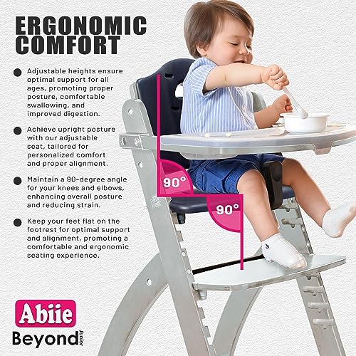Convertible Wooden High Chair For Babies And Toddlers With Removable Tray And 3 In 1 Adjustability And Portable Design