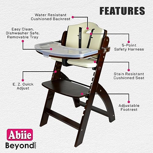 Convertible Wooden High Chair For Babies And Toddlers With Removable Tray And 3 In 1 Adjustability And Portable Design