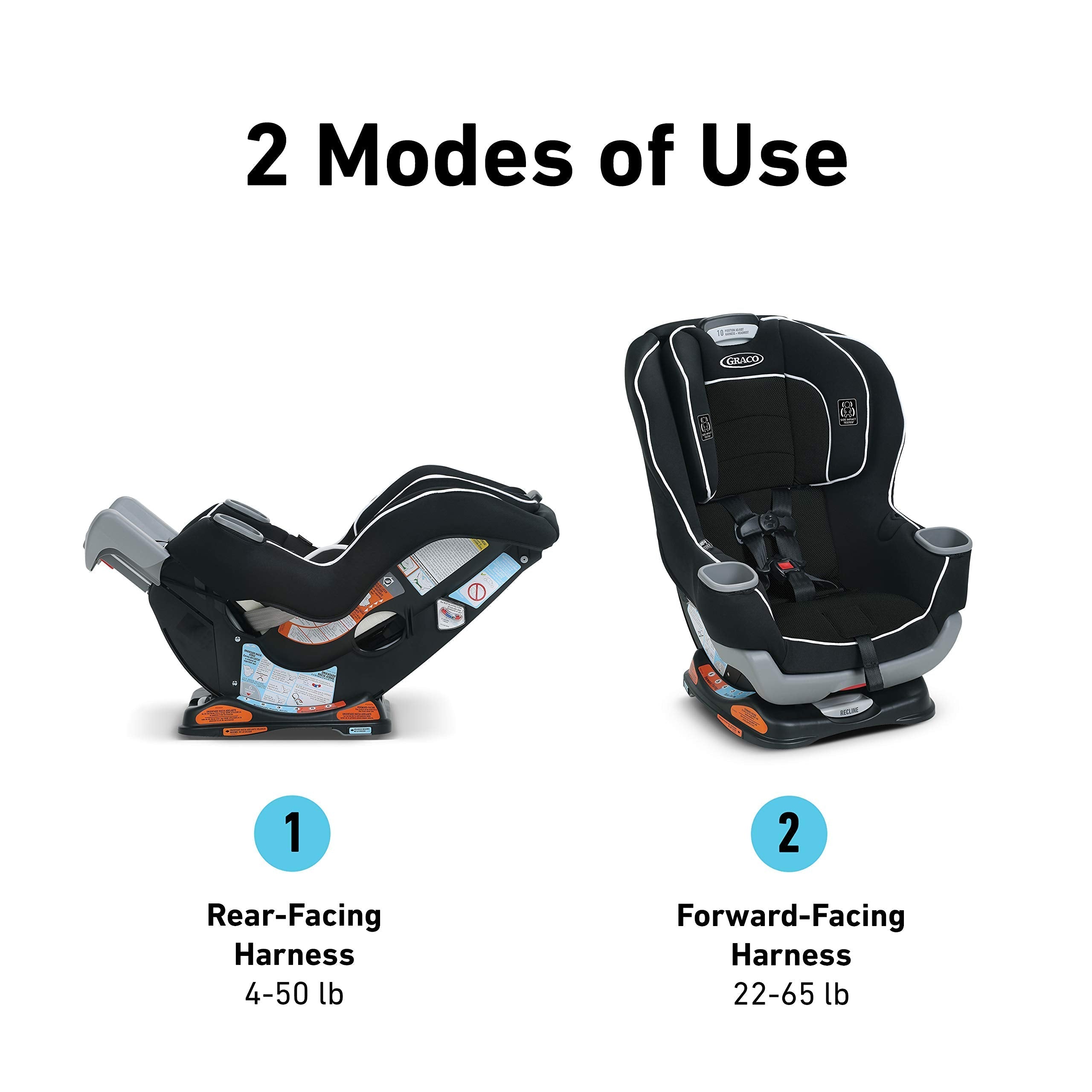 Convertible Car Seat With Extended Legroom For Rear Facing To Forward Facing Growth