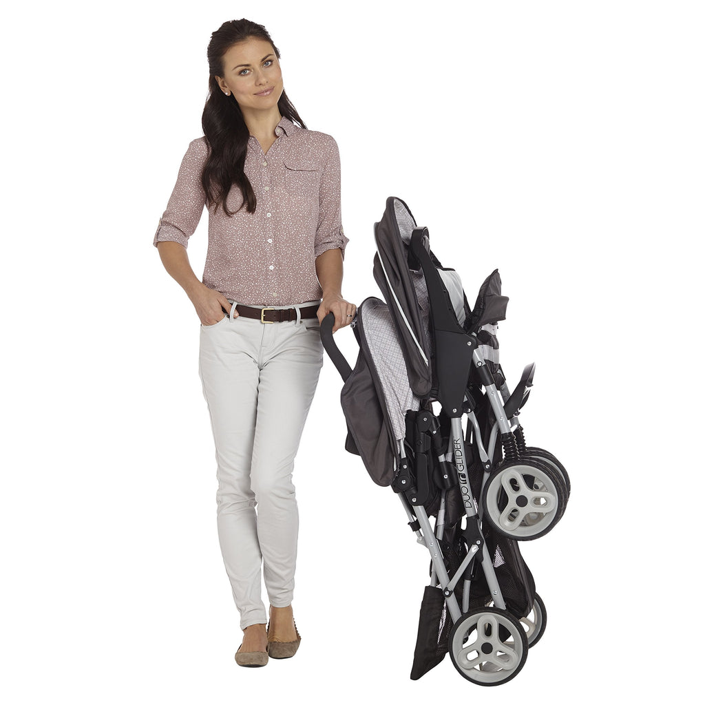 Double Tandem Stroller For Two Children Up To 40 Pounds Each With Car Seat Adapters And Easy One Hand Fold