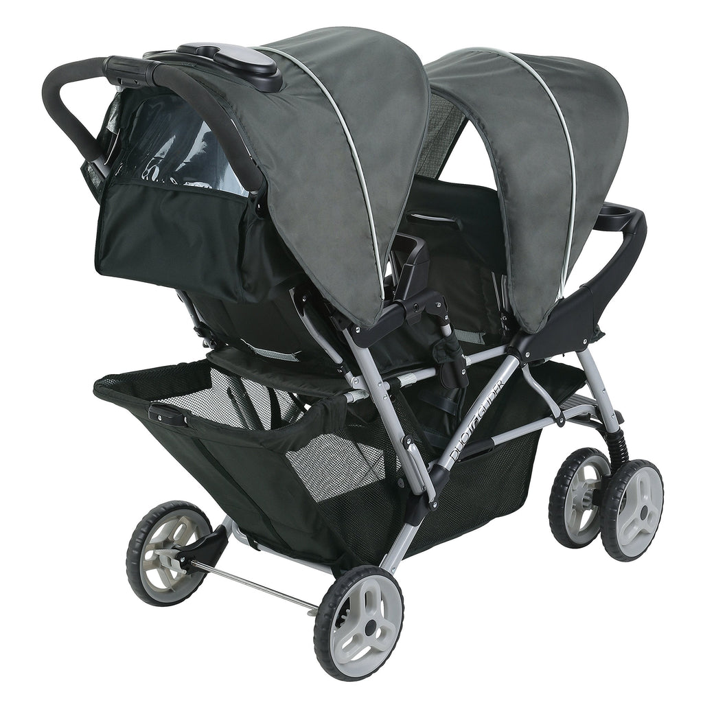 Double Tandem Stroller For Two Children Up To 40 Pounds Each With Car Seat Adapters And Easy One Hand Fold