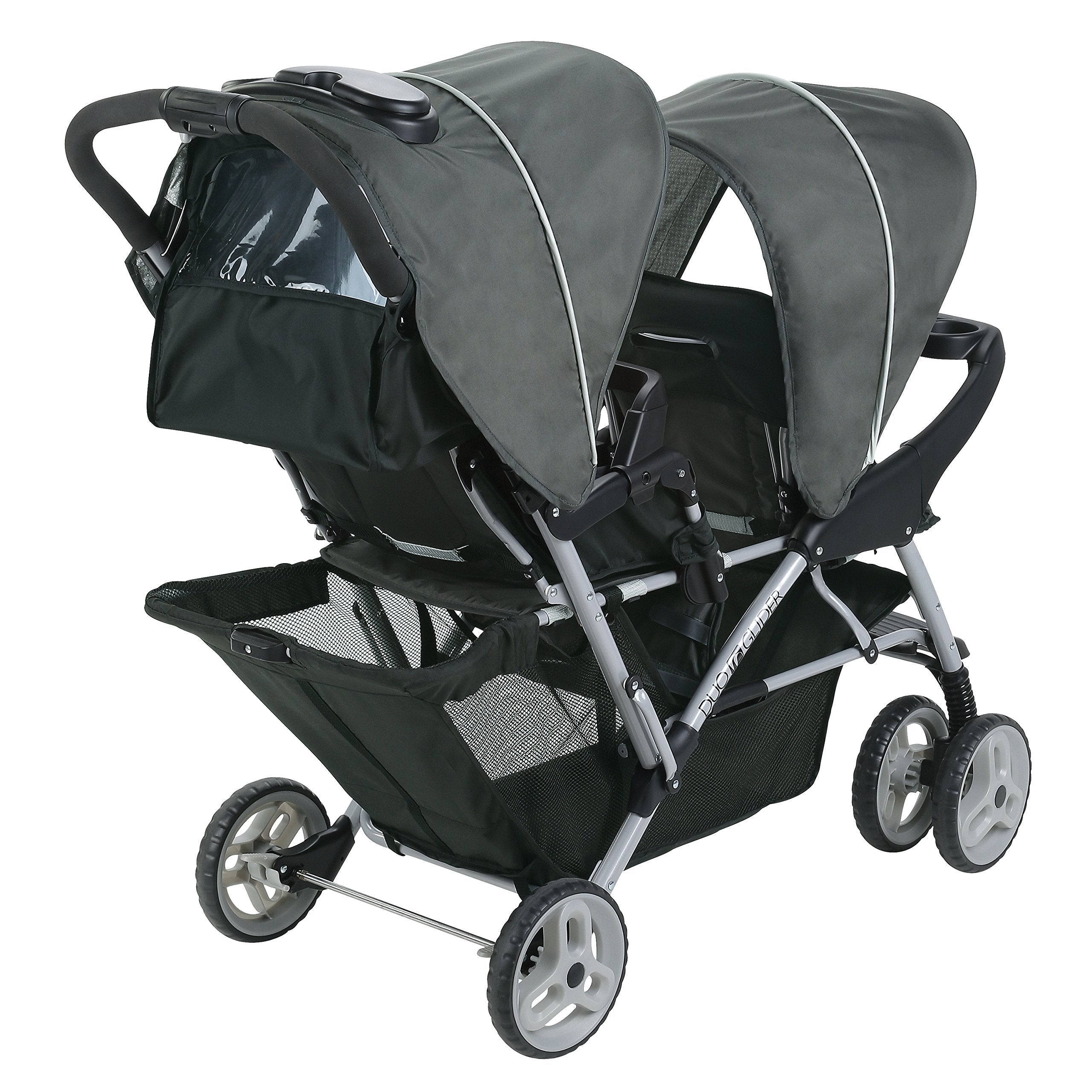 Double Tandem Stroller For Two Children Up To 40 Pounds Each With Car Seat Adapters And Easy One Hand Fold