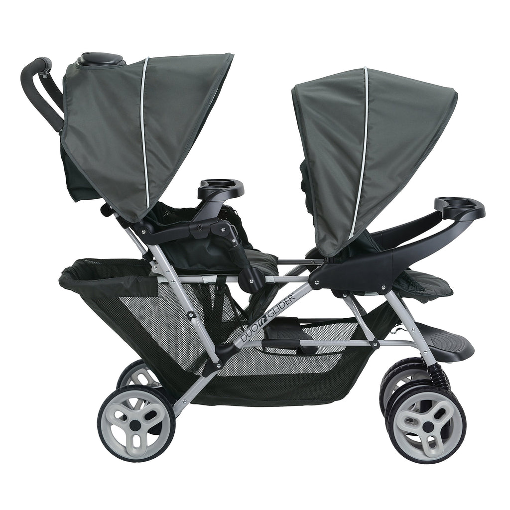 Double Tandem Stroller For Two Children Up To 40 Pounds Each With Car Seat Adapters And Easy One Hand Fold