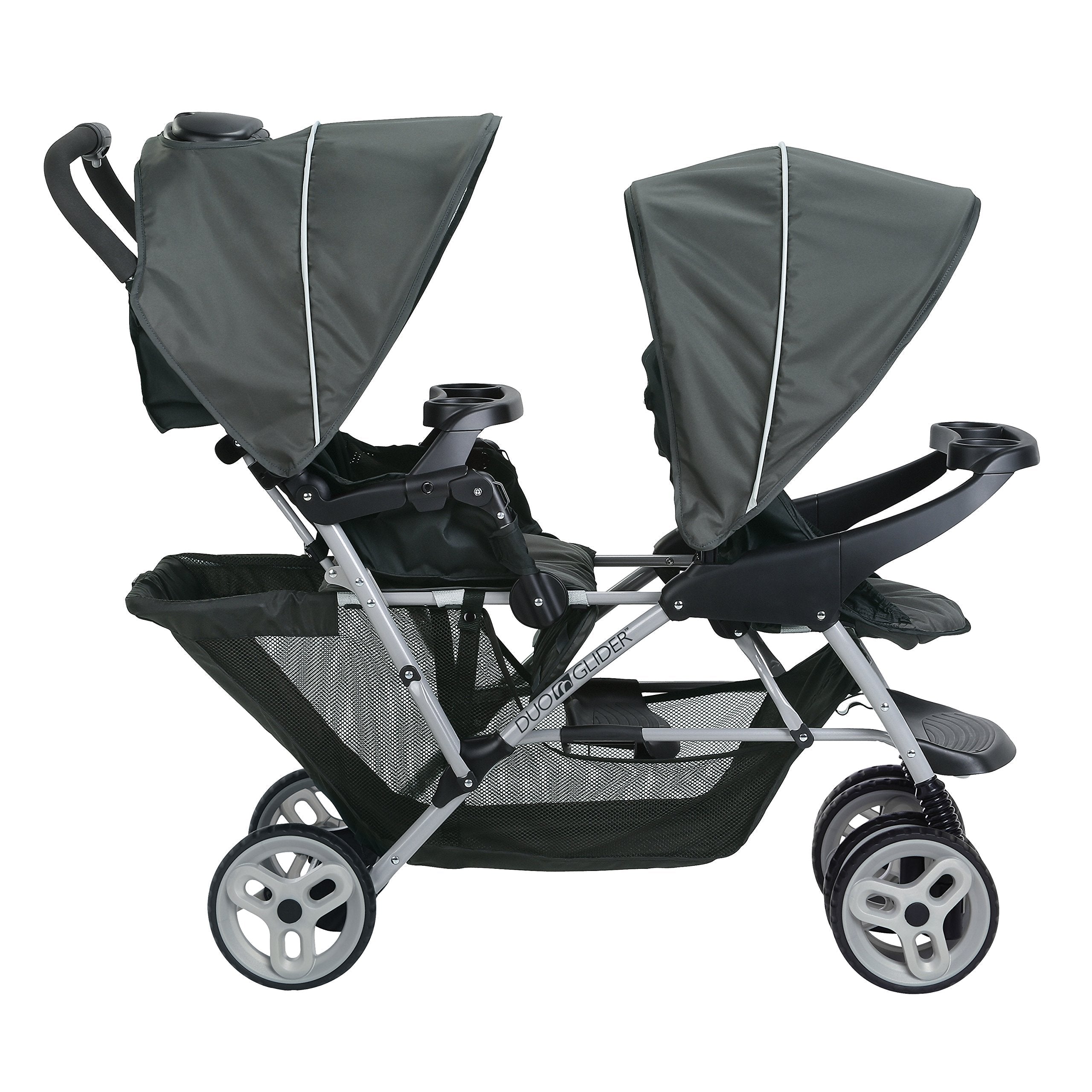 Double Tandem Stroller For Two Children Up To 40 Pounds Each With Car Seat Adapters And Easy One Hand Fold